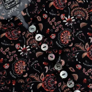 Indian Blue Jeans Blouse Paisley Button Shirt En Noir 7