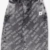 Alix Mini Mom Jeans Teens Woven Text Denim Pants En Gris magasin 11