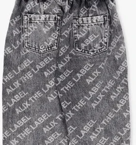 Alix Mini Mom Jeans Teens Woven Text Denim Pants En Gris 9