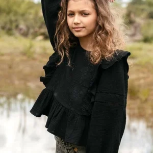 Looxs Blouse 10sixteen Mousseline Embroidery Top En Noir boutiqued pas cher 12