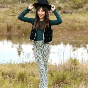 boutique paris Looxs Pantalon évasé 10sixteen Crincle Floral Flared Pants En Noir 9